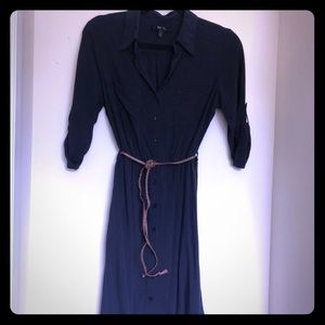 Cotton mix navy blue button up dress size small